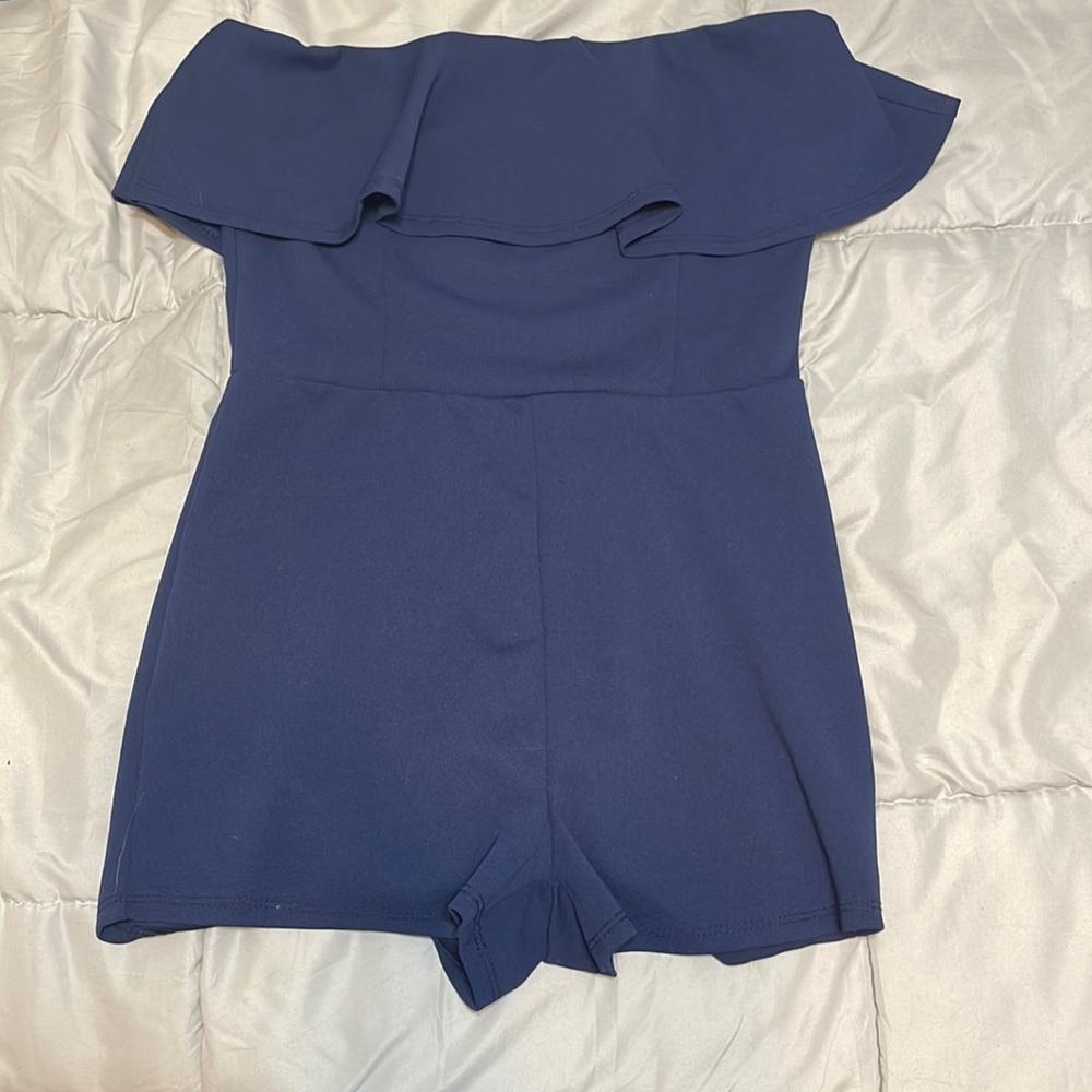 Navy Blue Strapless romper